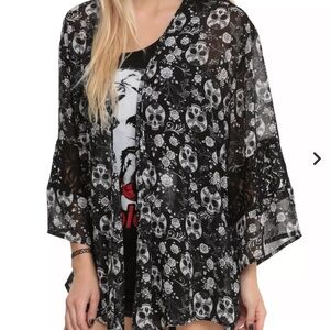 Hot Topic Black Lace Sugar Skull Kimono